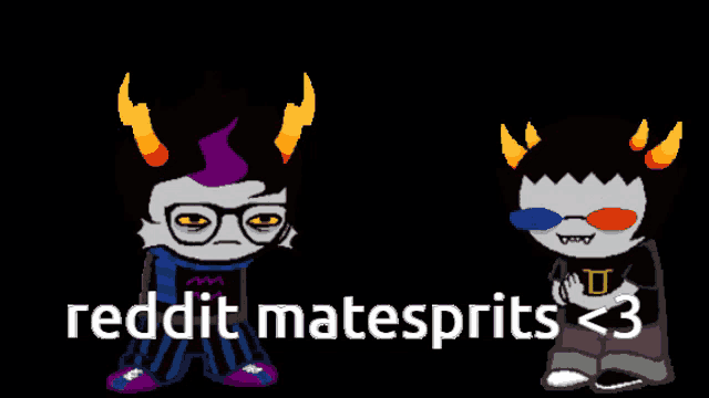 two trolls are standing next to each other with the words " reddit matesprits < 3 " on the bottom