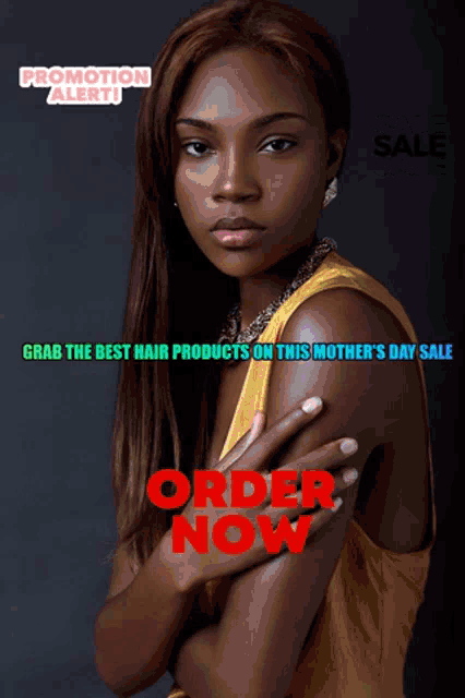 an advertisement for a mother 's day sale with a woman in a yellow dress