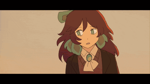 a cartoon of a girl with a flower in her hair standing next to another girl