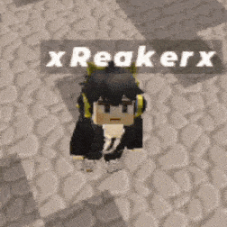 a minecraft character wearing headphones and a suit is standing on a stone path .