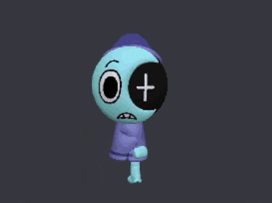 a cartoon character with a x on his face