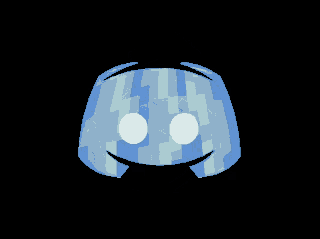 a blue circle with two white dots on it on a black background