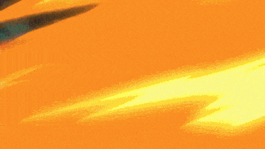 a cartoon character is surrounded by a yellow and orange flame .
