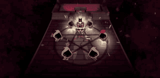 a video game scene with a skull and spades and the letter h