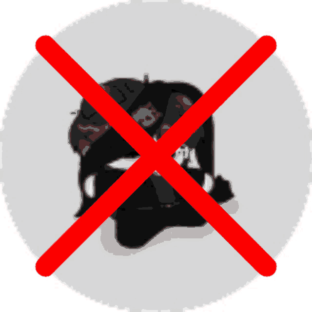 a red cross is crossed over a black and white picture of a backpack