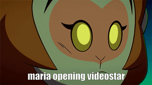 a cartoon owl says maria opening videostar on the bottom