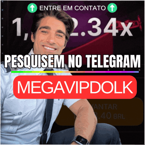 an advertisement for megavipdolk with a smiling man in the background