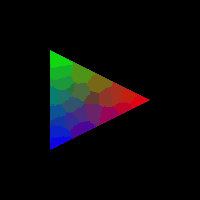 a colorful triangle on a black background