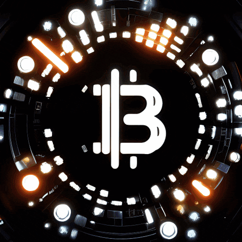 the letter b is surrounded by glowing lights