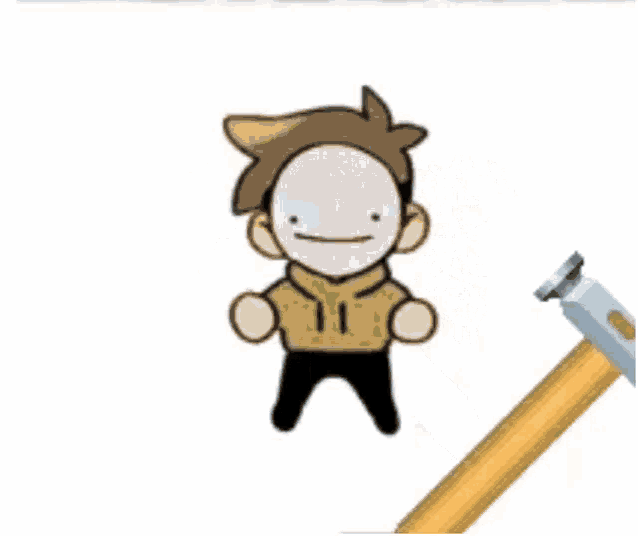 a cartoon of a person with a hammer in front of them