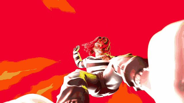 a cartoon character is flying through the air