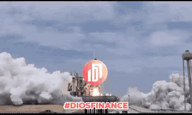 a picture of a rocket being launched with #diosfinance in the corner