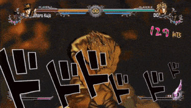 a video game with dio and jotaro kujo fighting each other