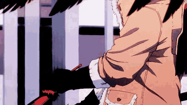 hawks from my hero academia is holding a sword in his hand in a cartoon .