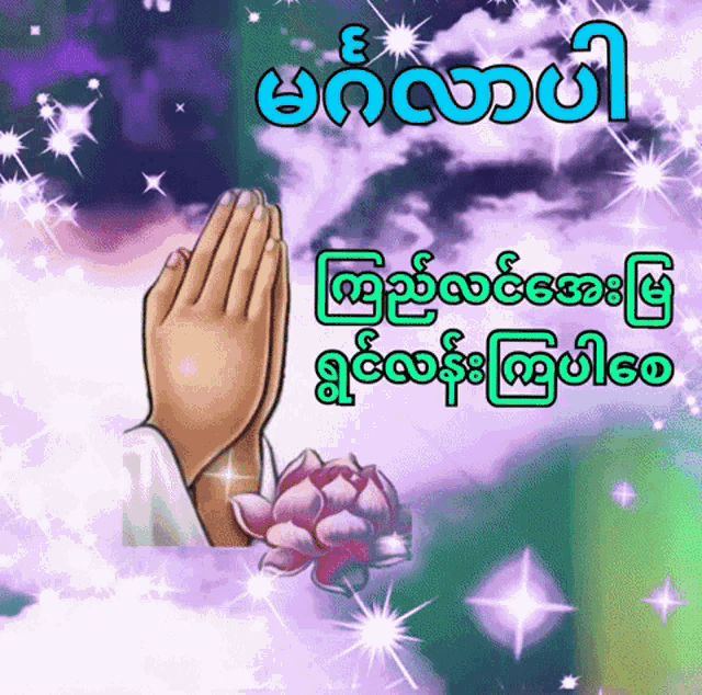 a picture of a person 's hands praying with a flower in the background