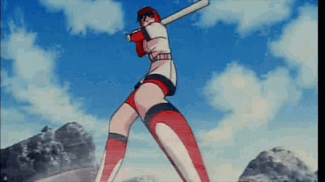 a man is swinging a baseball bat in a cartoon .