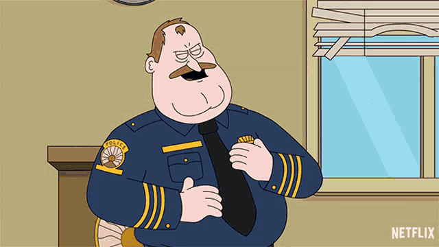a cartoon of a police officer with netflix written on the bottom