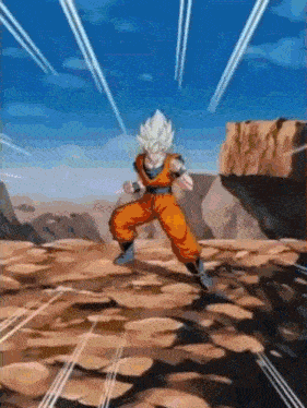 a cartoon character is standing on top of a rock in the desert .