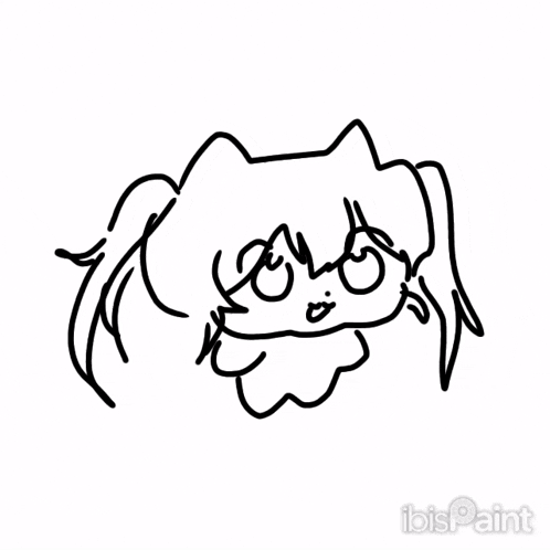 a black and white drawing of a cat with the word ibis paint on the bottom right corner