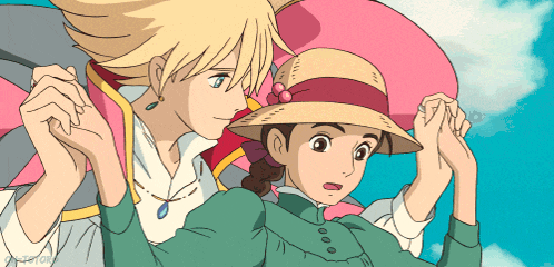 a boy and a girl are holding hands in an anime