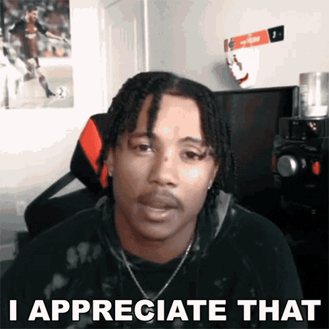 a man says i appreciate that while sitting in front of a computer
