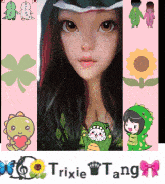 a picture of a woman with the name trixie tang on the bottom