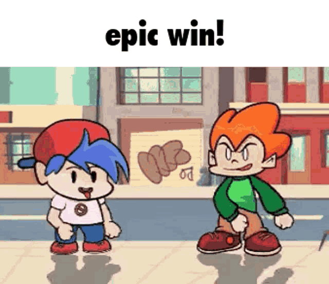 a cartoon of two boys standing next to each other on a street .