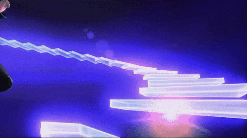a purple background with a staircase going up it