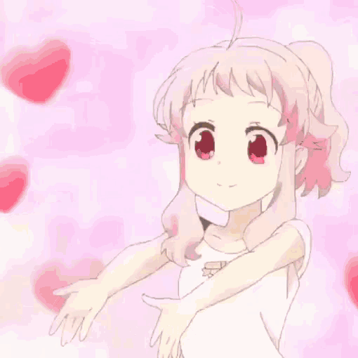 a girl in a black shirt is holding a pink heart and saying no thank you .