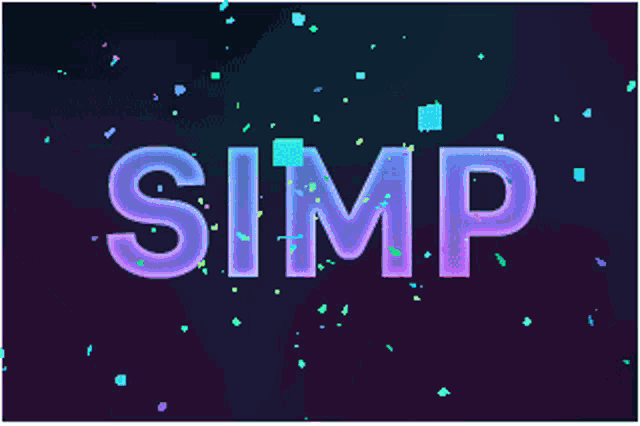 the word simp is on a purple background