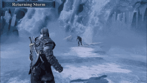 a screenshot of a video game shows a returning storm