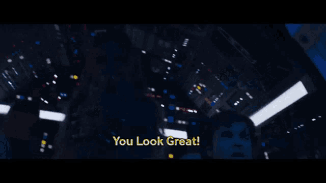 chewbacca says " you look great " to a man