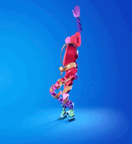 a cartoon character is doing a handstand with a blue background