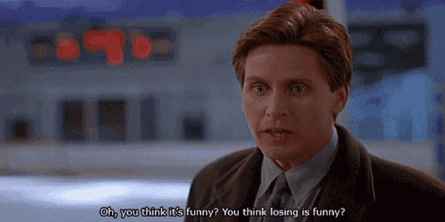 a man in a suit and tie says oh you think it 's funny