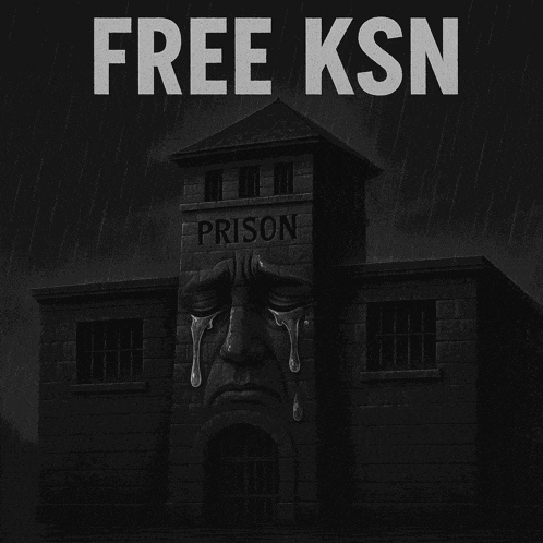 an illustration of a prison with the words free ksn written above it