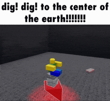 a screenshot of a video game with the words dig dig to the center of the earth