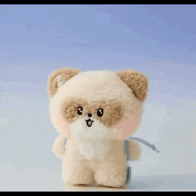a teddy bear with a backpack is walking on a table .