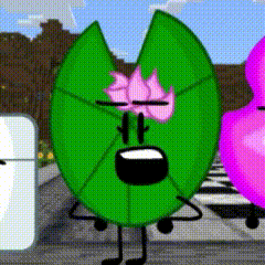 a green leaf with a pink flower on it 's face