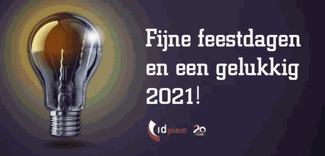 a light bulb with fireworks inside and the words fijne feestdagen and een gelukkig 2021