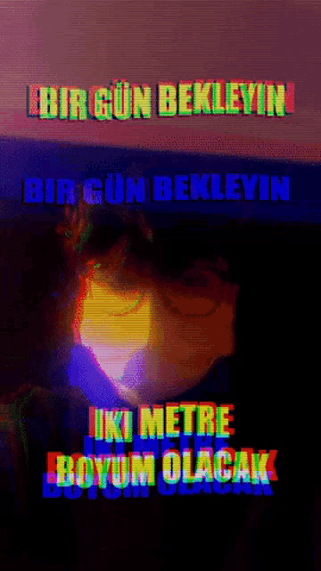 a poster with a person wearing a mask and the words bir gun bekleyin on it