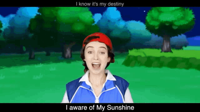 a woman singing i know it 's my destiny and aware of my sunshine