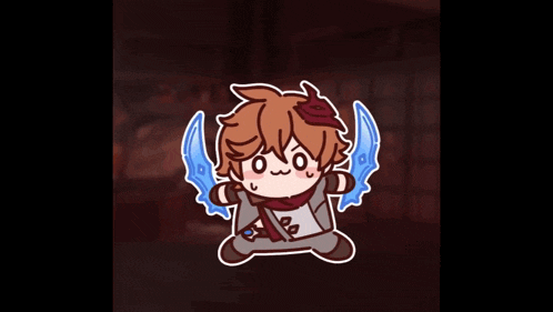a cartoon drawing of a fox holding a sword with tears running down his face