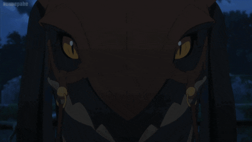a close up of a person 's face with the words " animepahe " on the bottom