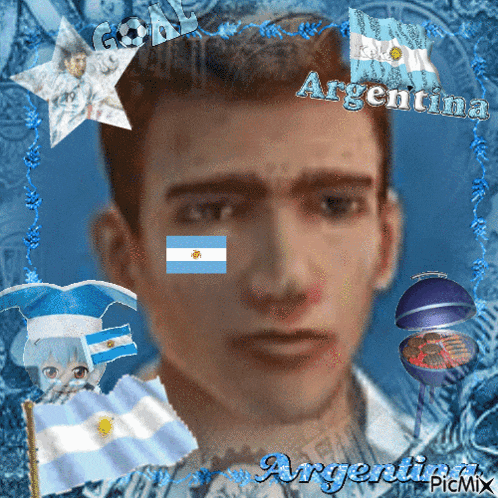 a picture of a man with the word argentina written on it