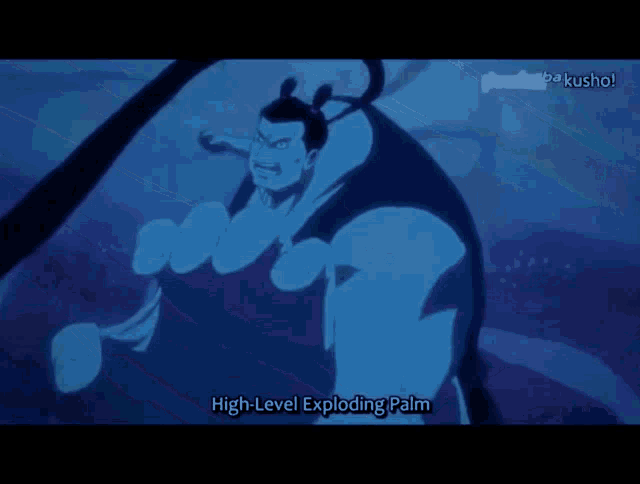 a cartoon character says high-level exploding palm in the corner