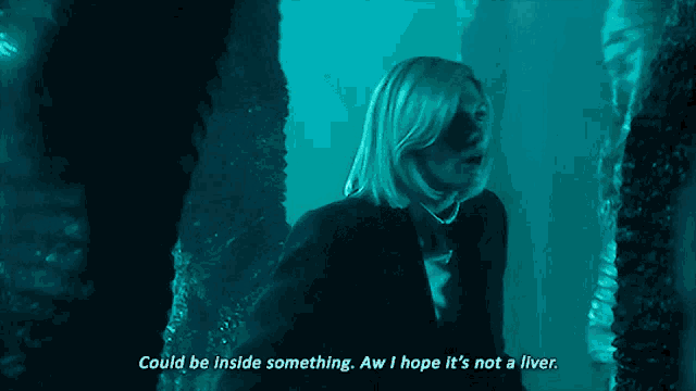 a woman in a suit says could be inside something and i hope it 's not a liver