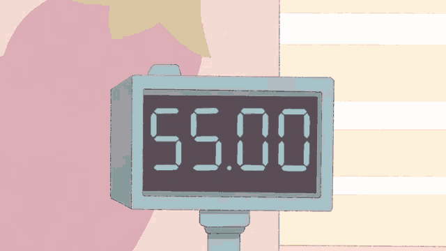 a digital clock displays the number 56.00