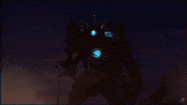 a painting of a man with a sword and a robot