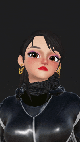 a close up of a cartoon character with a black background