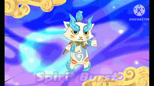 a video game screen shows a cat with horns and the words spirit burst 9